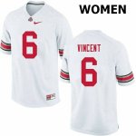 NCAA Ohio State Buckeyes Women's #6 Taron Vincent White Nike Football College Jersey CDM6545JI